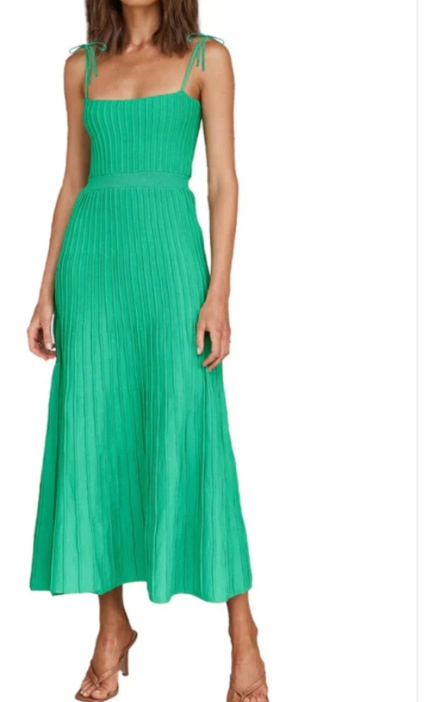 Elegant Green Knit Textured Midi Dress NWOT Sz. XL Retail $139